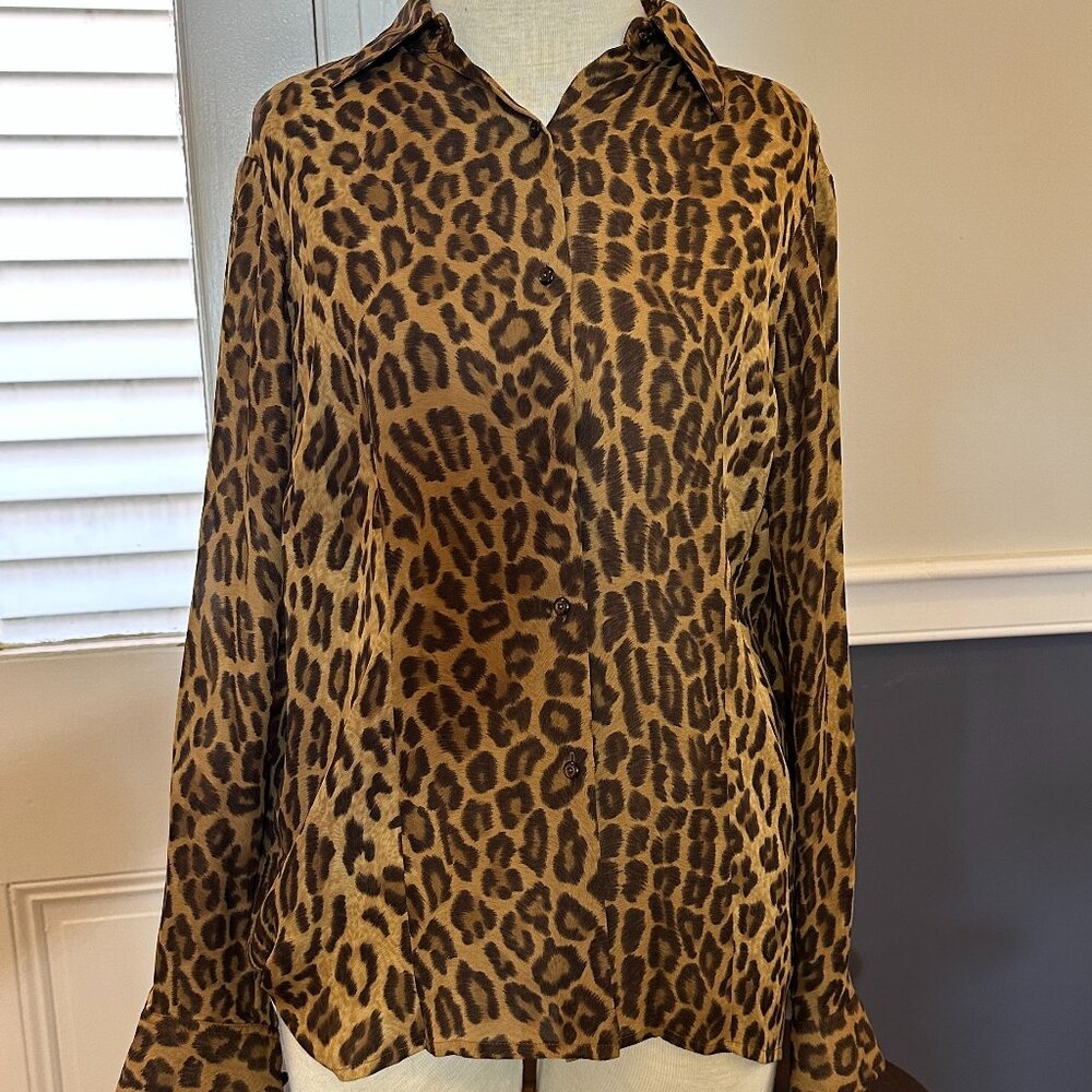 Ralph Lauren Cheetah Print Loose Fit Light Long Sleeve Button Up